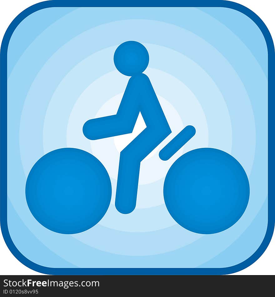 Cycling icon in blue color square