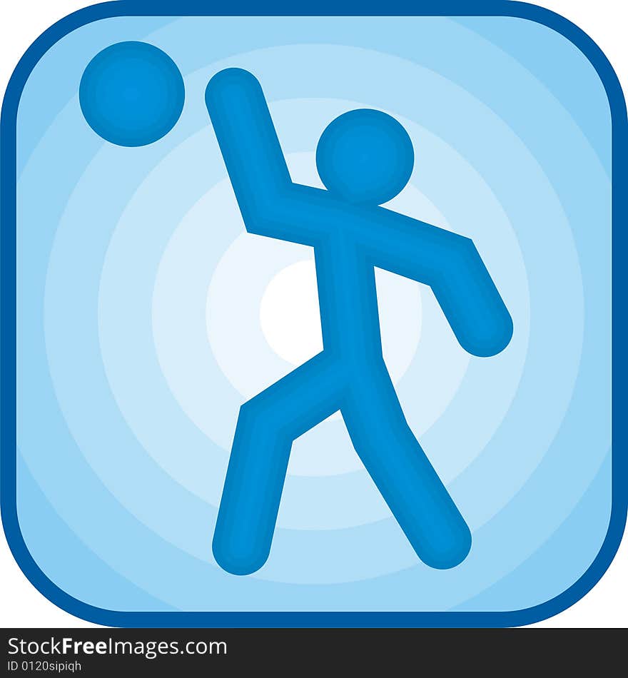 Voleyball icon in blue square