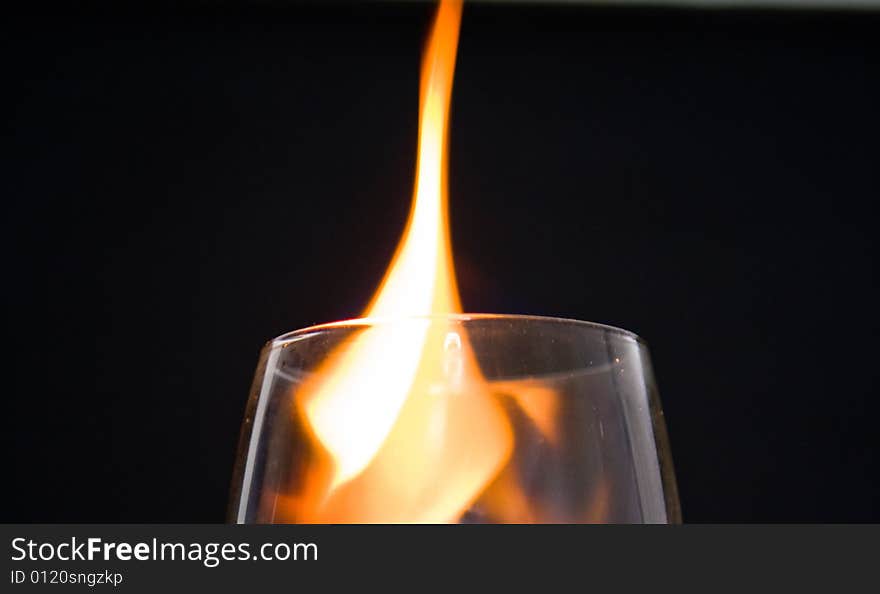 Glass with fire