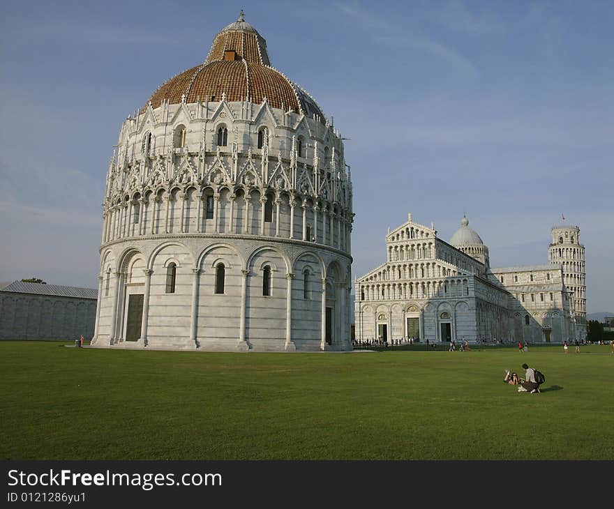 Pisa tower Cathedral an baptistery in city Pisa Italy. Pisa tower Cathedral an baptistery in city Pisa Italy.