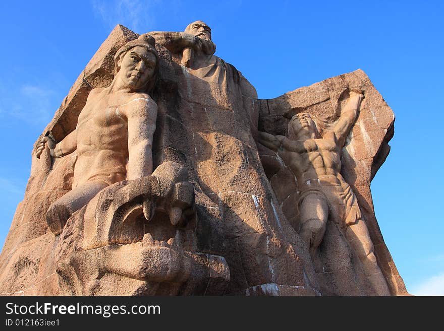 A statue of chinese legendary heros. A statue of chinese legendary heros.