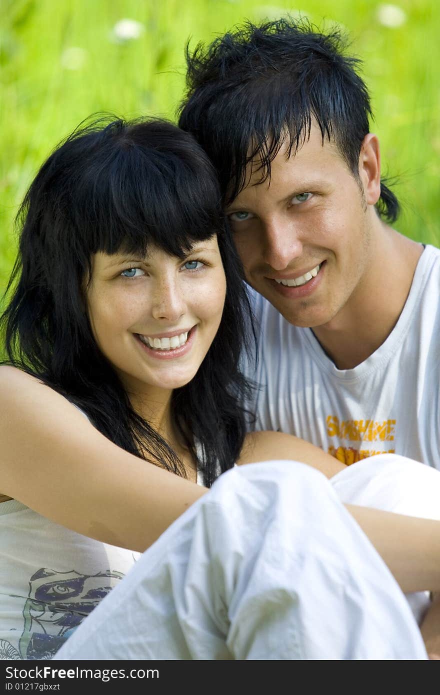 A young couple having fun in the park