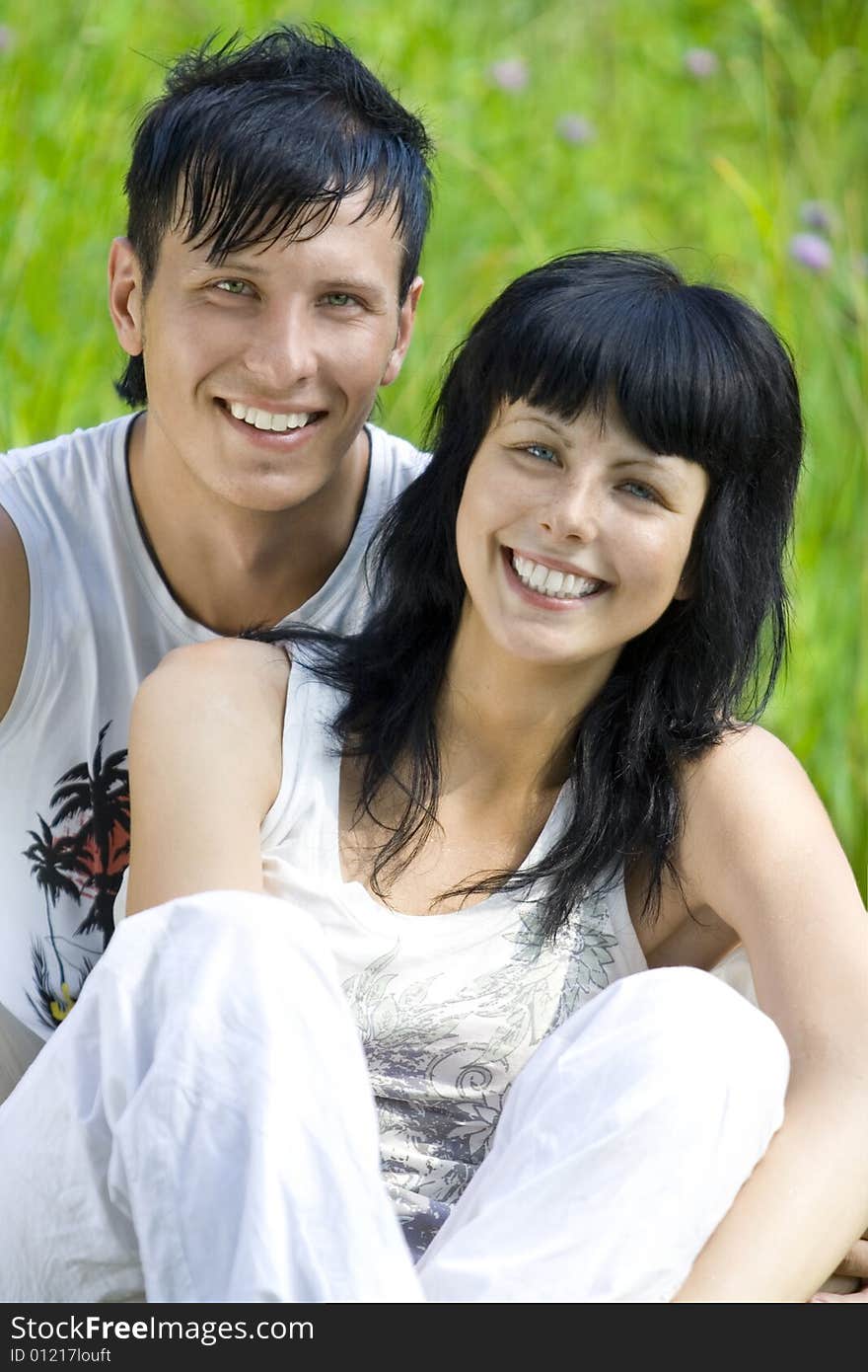 A young couple having fun in the park