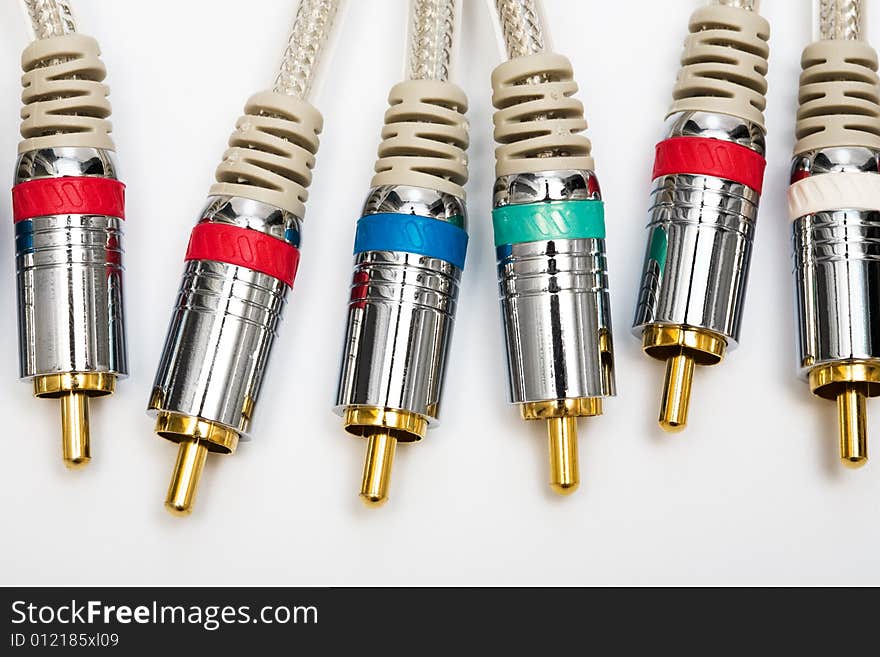 Component video and audio cable with a gold covering