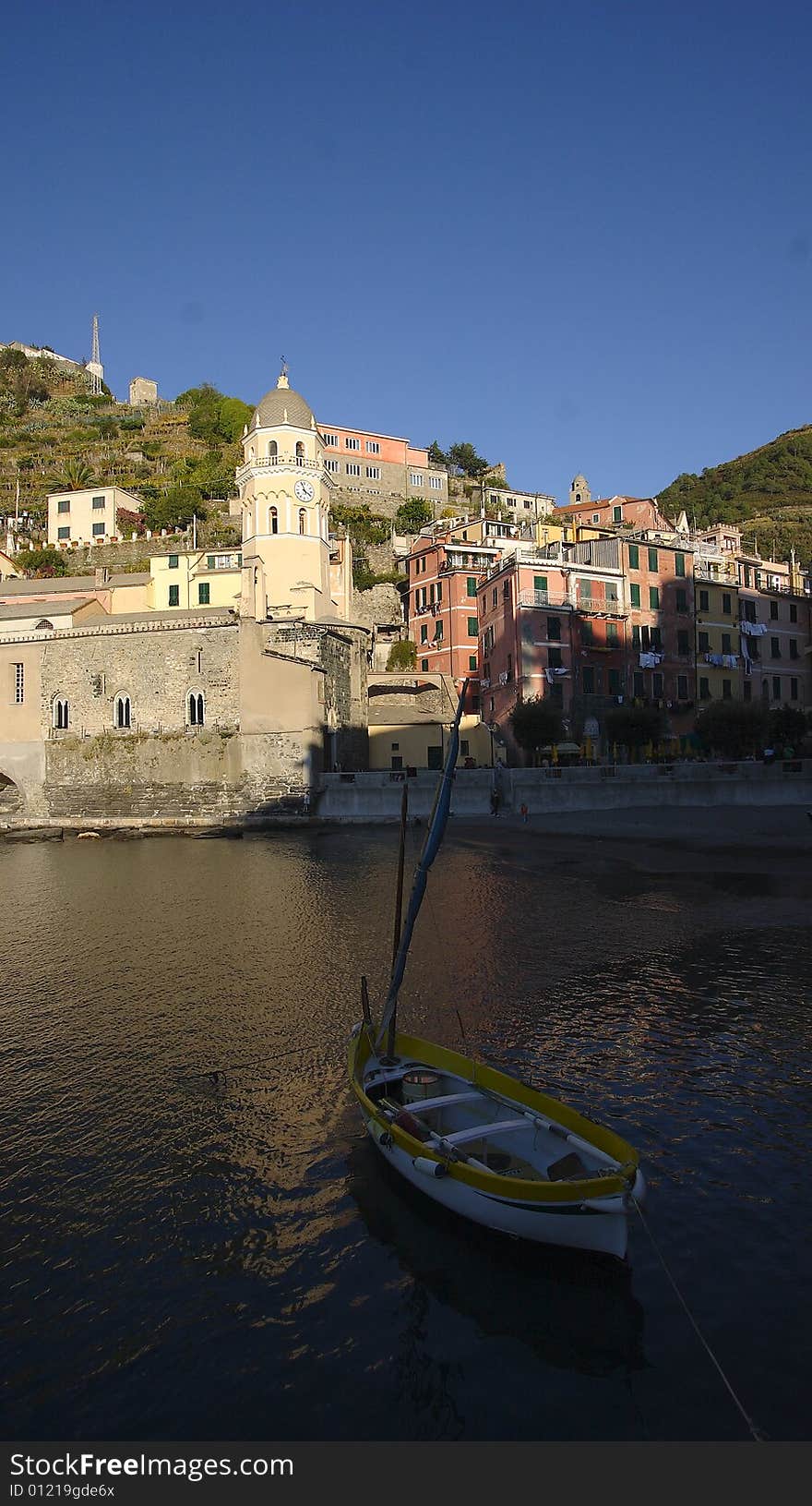 Vernazza looked from the sea ,italian coast.