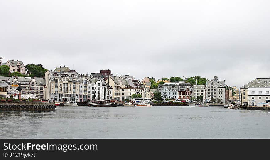 View on Alesund from a high hill