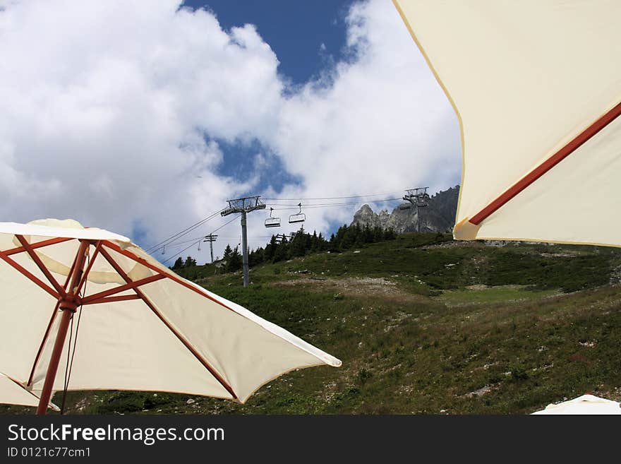 Ski lift in summer