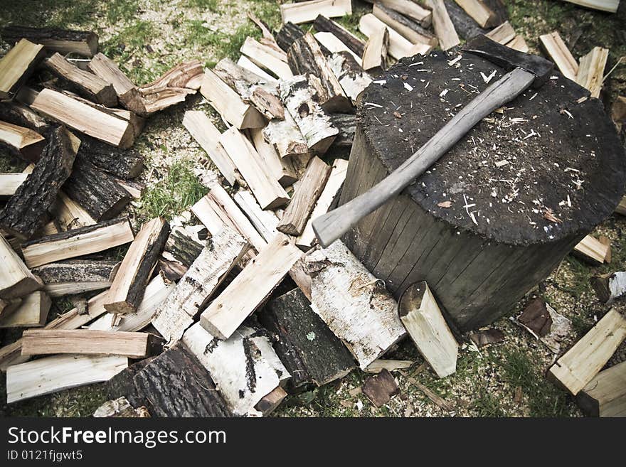 Axe on trunk