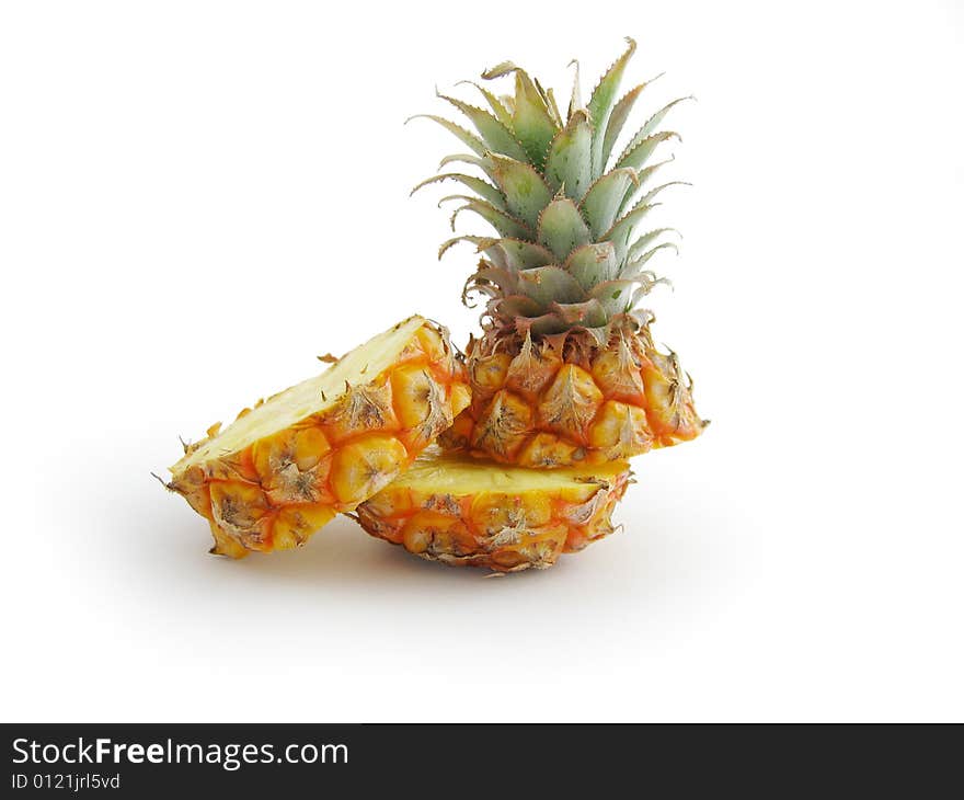 Pineapple fruit, white background, isolated