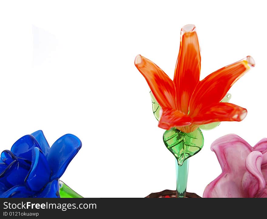 Crystal green leaves orange flower near others