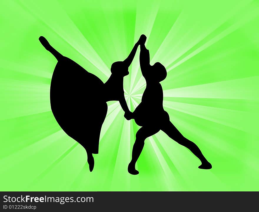 Couple dancing together on colorful background