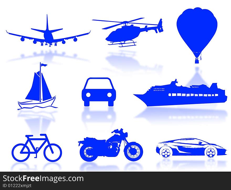 Transport silhouette to represent travel concept