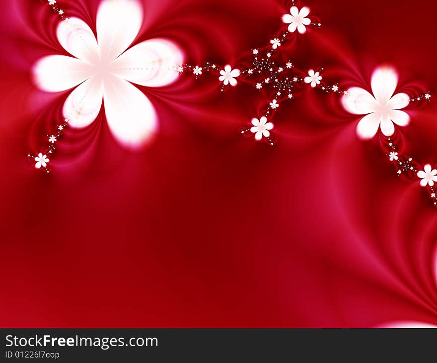 Garland of flowers on a red background