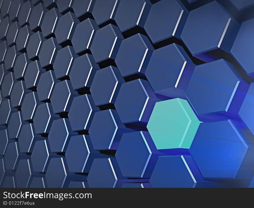 Hexagone blue glowing 3d background. Hexagone blue glowing 3d background.