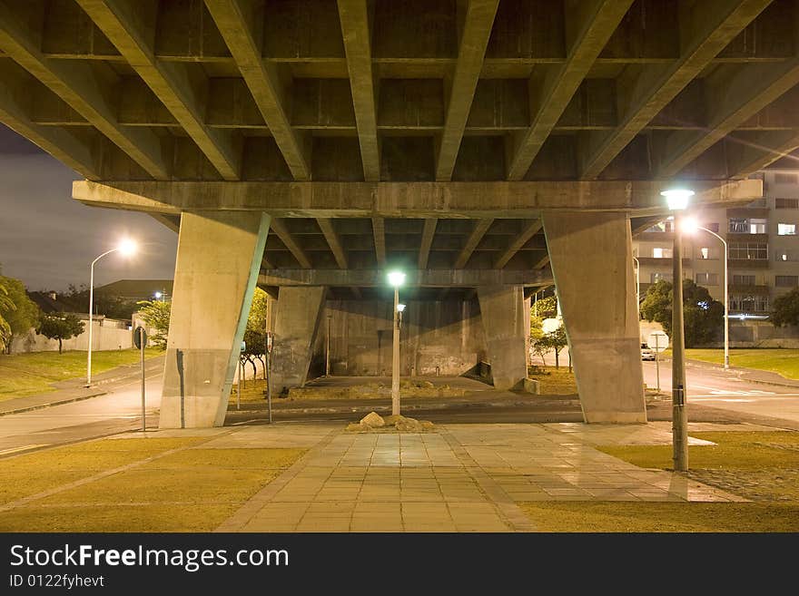 Highway Overpass At Night