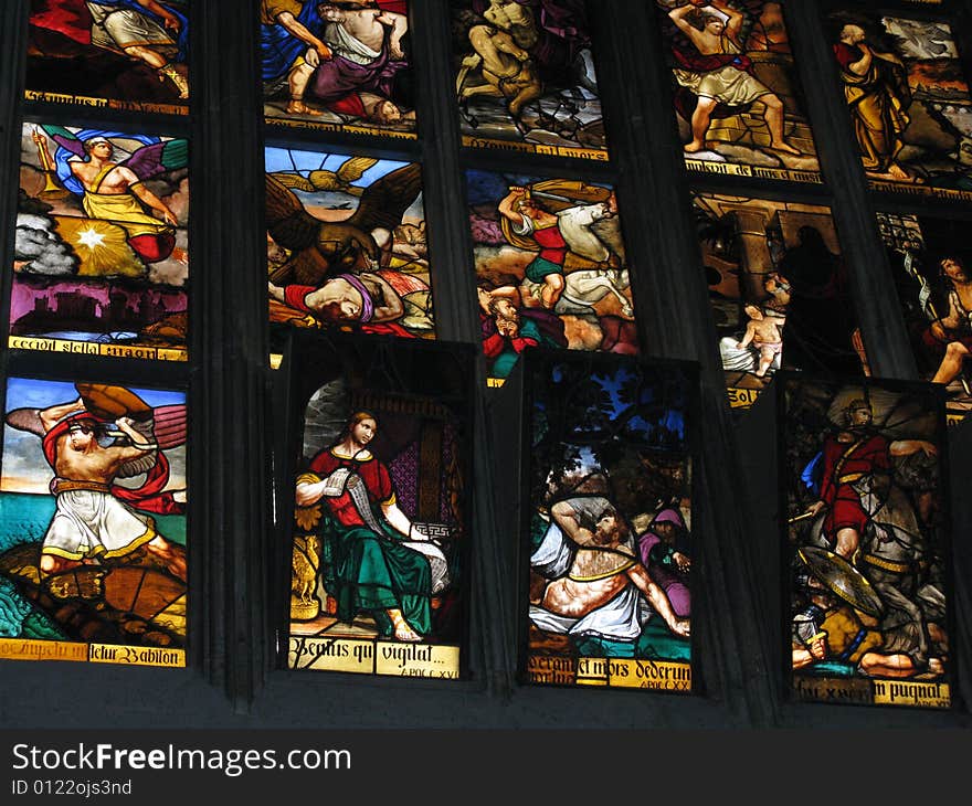 A stained-glass window of Milan Dome Cathedral.