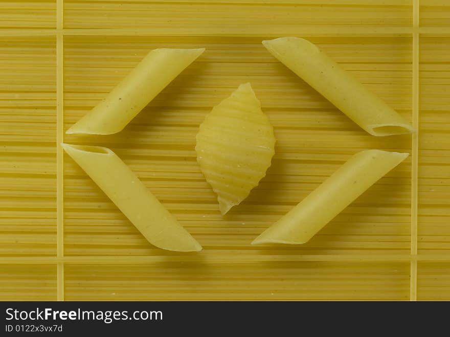 Dried spagetti and macaroni. Macro