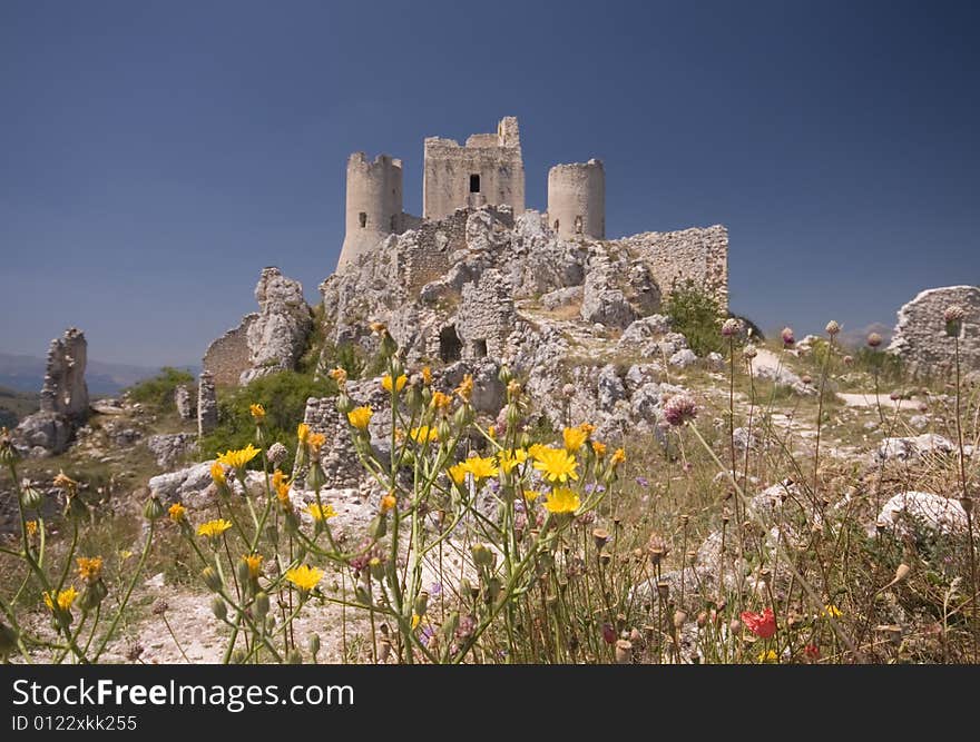 View of the Rocca di Calascio. View of the Rocca di Calascio