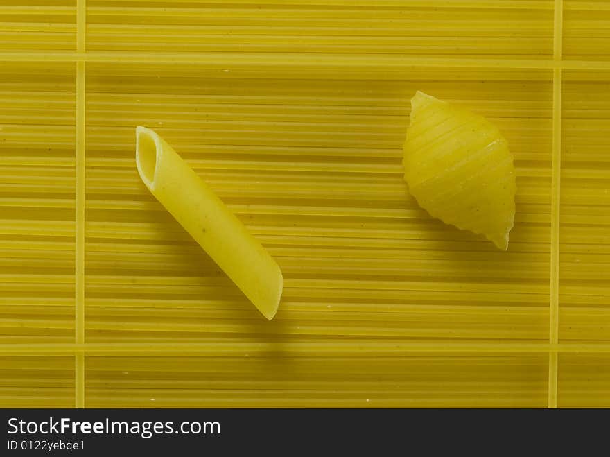 Dried spagetti and macaroni. Macro