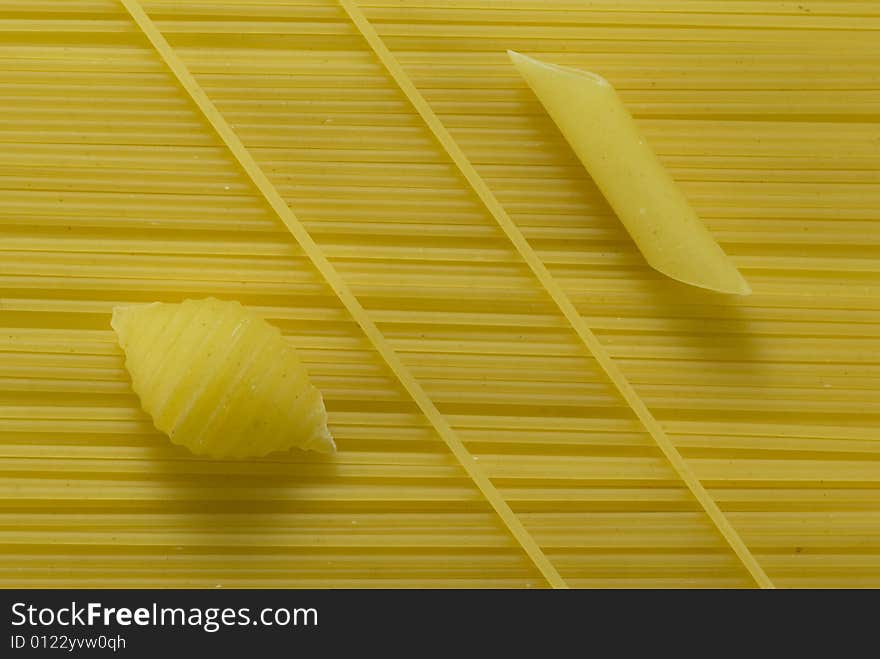 Dried spagetti and macaroni. Macro