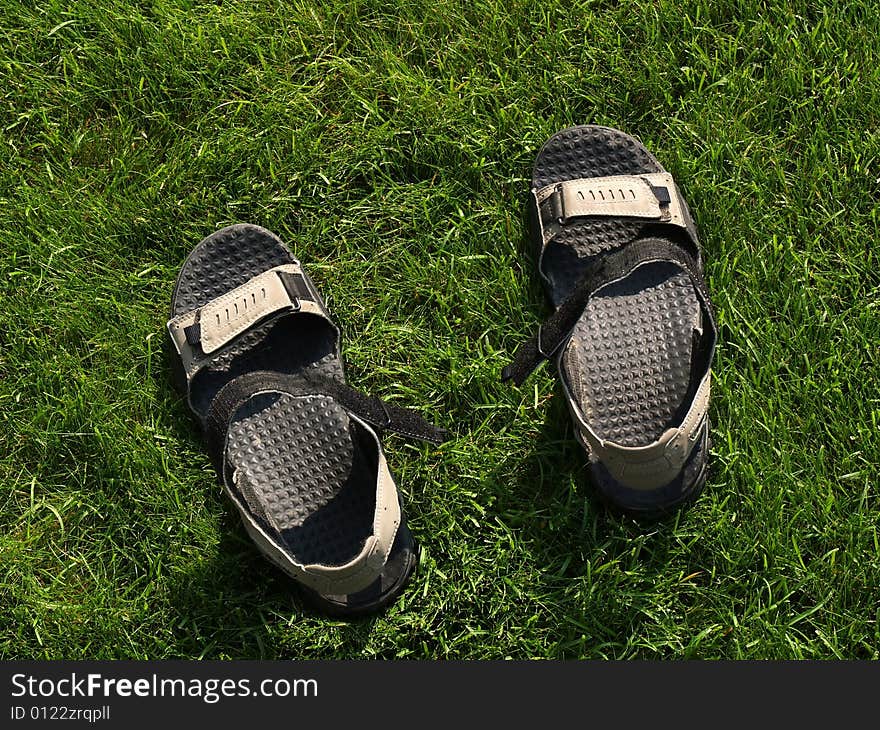 Sandals on the grass