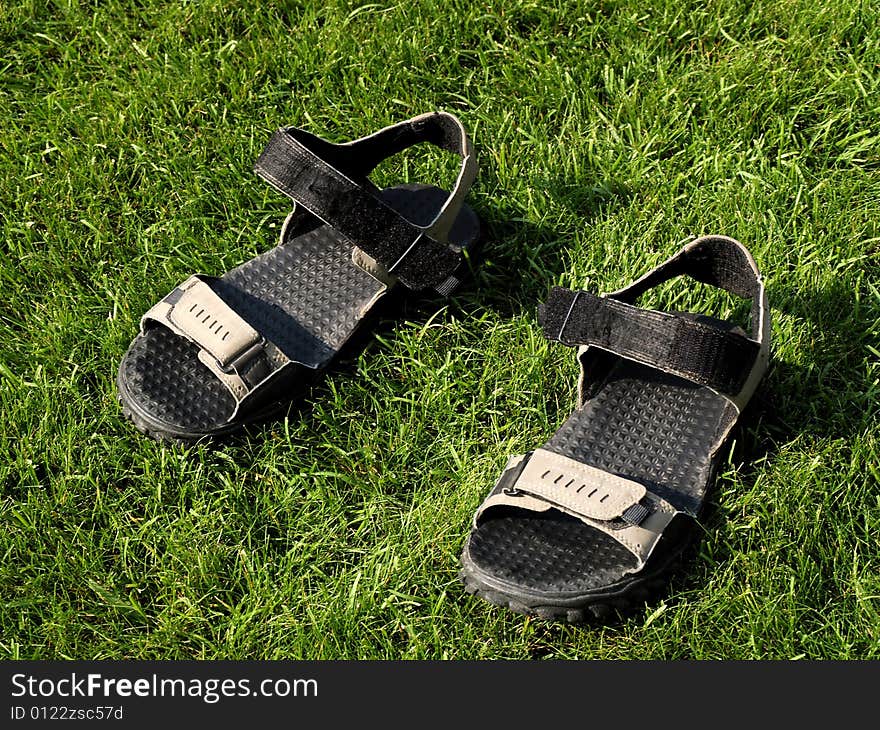 Sandals on the grass