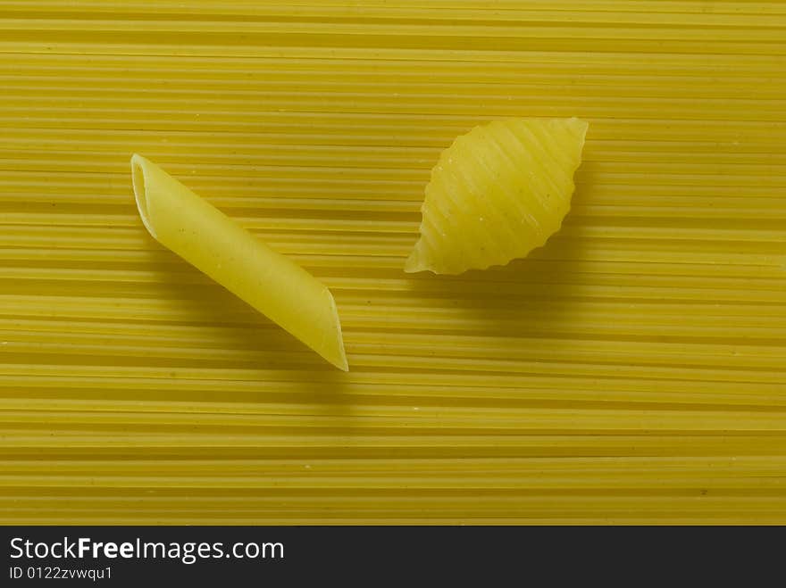 Dried spagetti and macaroni. Macro