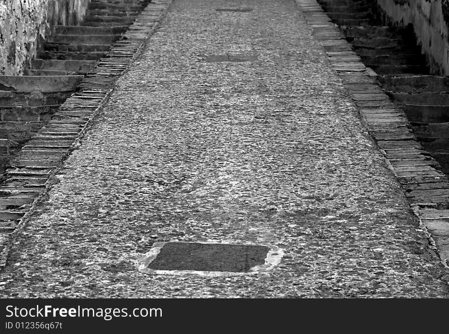 Old stone staircase in a fort. Old stone staircase in a fort