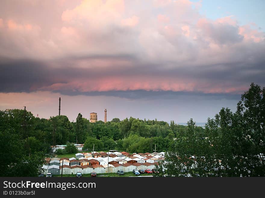 Stormy sky in the city