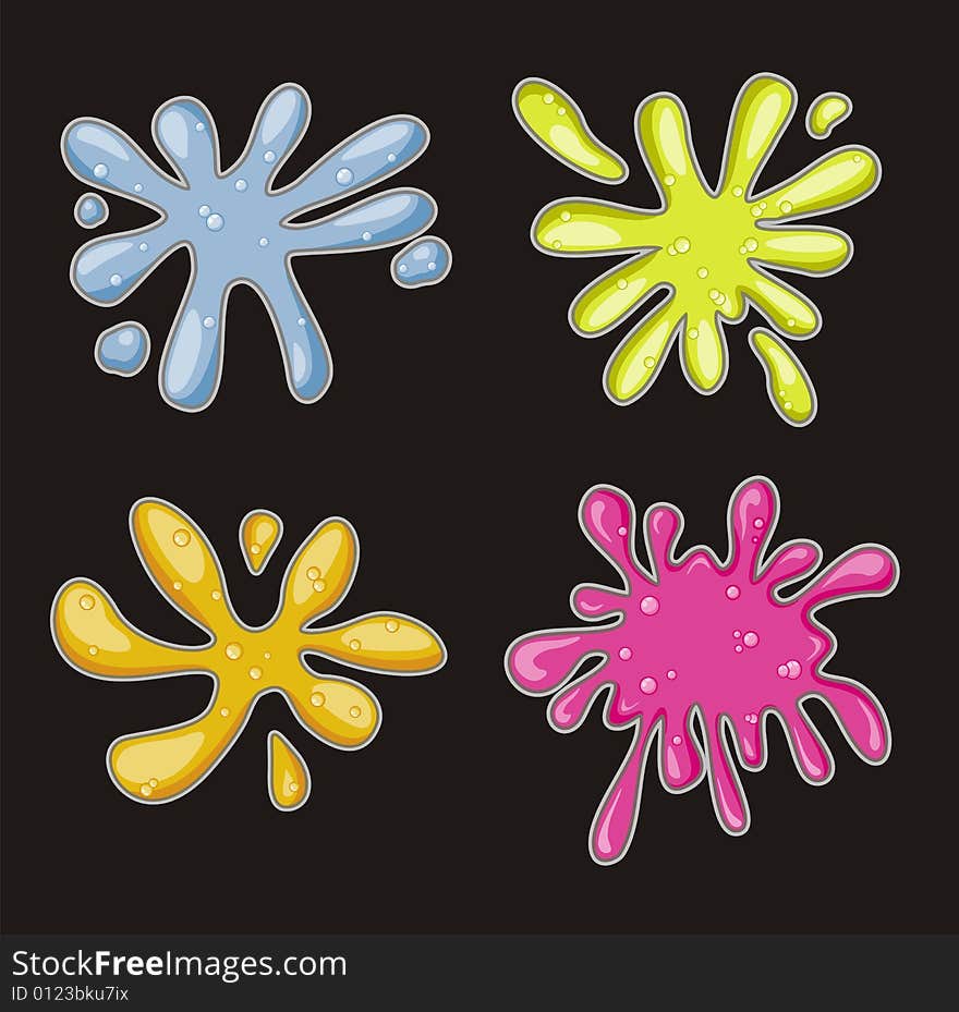 A set of color vector splashes. A set of color vector splashes.