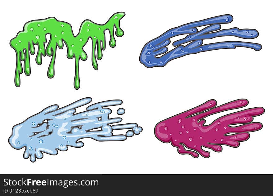 A set of color vector splashes. A set of color vector splashes.