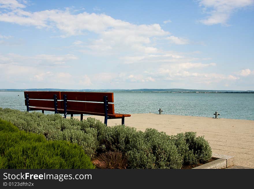 Bench by shore