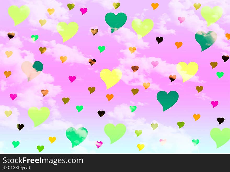 A funny abstract background with hearts. A funny abstract background with hearts