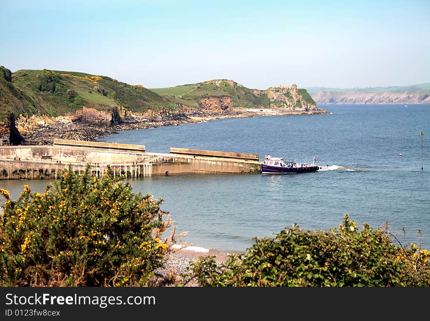 Coastal view of Caldey Island, home of the Cistercian monks. Coastal view of Caldey Island, home of the Cistercian monks