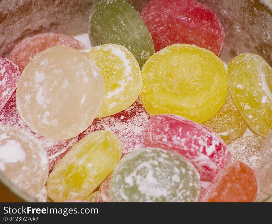 Colored small sweets in the box. Colored small sweets in the box