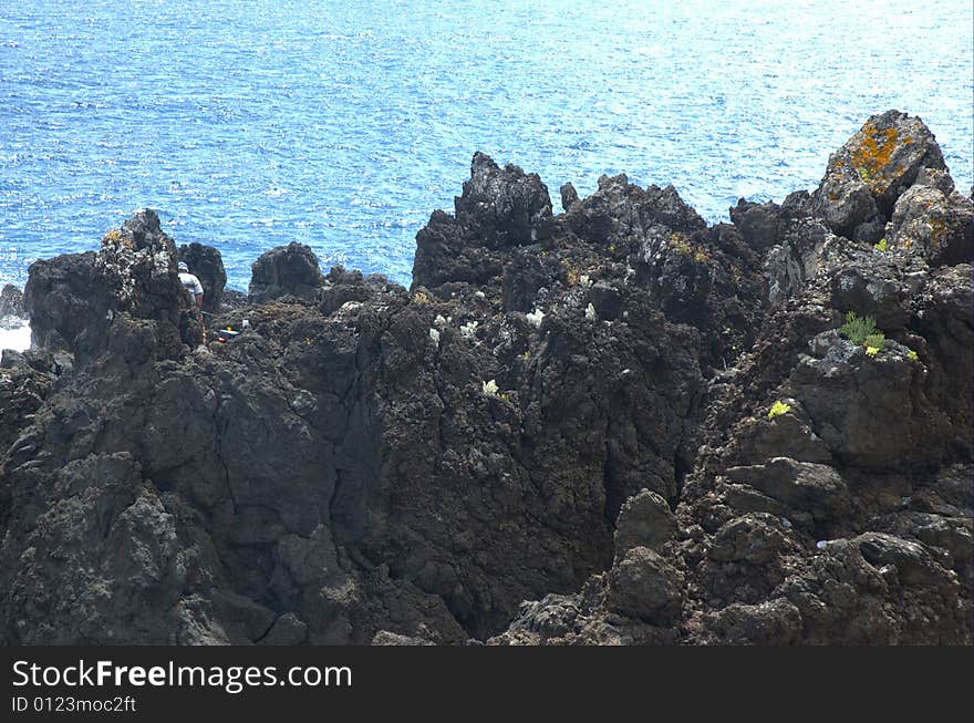 Volcanic coast.