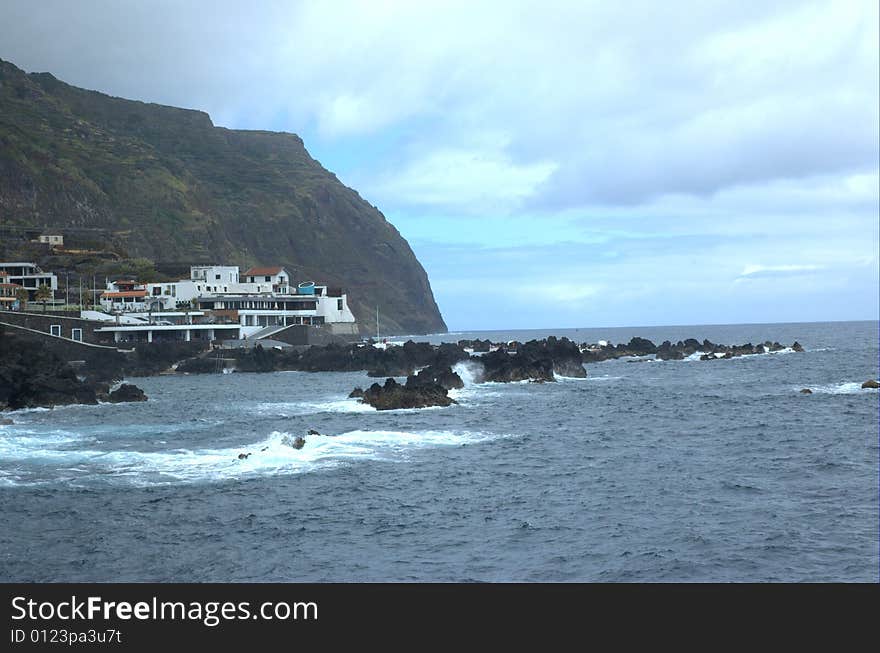 The rocky coast.