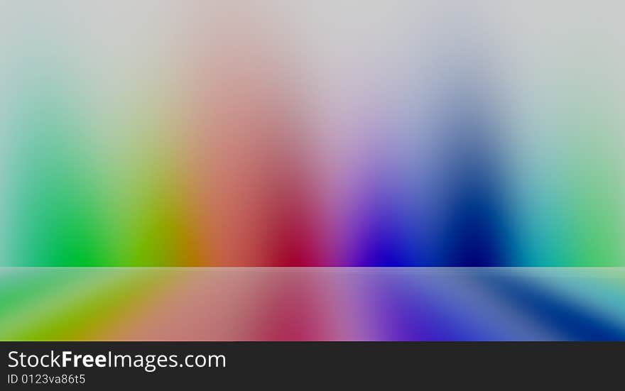 An illustration of a white wall and flow colored in the pattern of the rainbow in dim lighting. An illustration of a white wall and flow colored in the pattern of the rainbow in dim lighting.