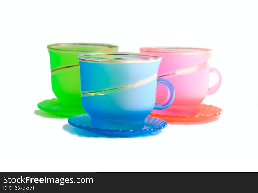 Color cups isolated on white for your design