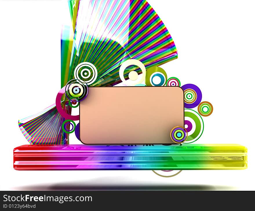 3d abstract background vibrant colors circles and copy space