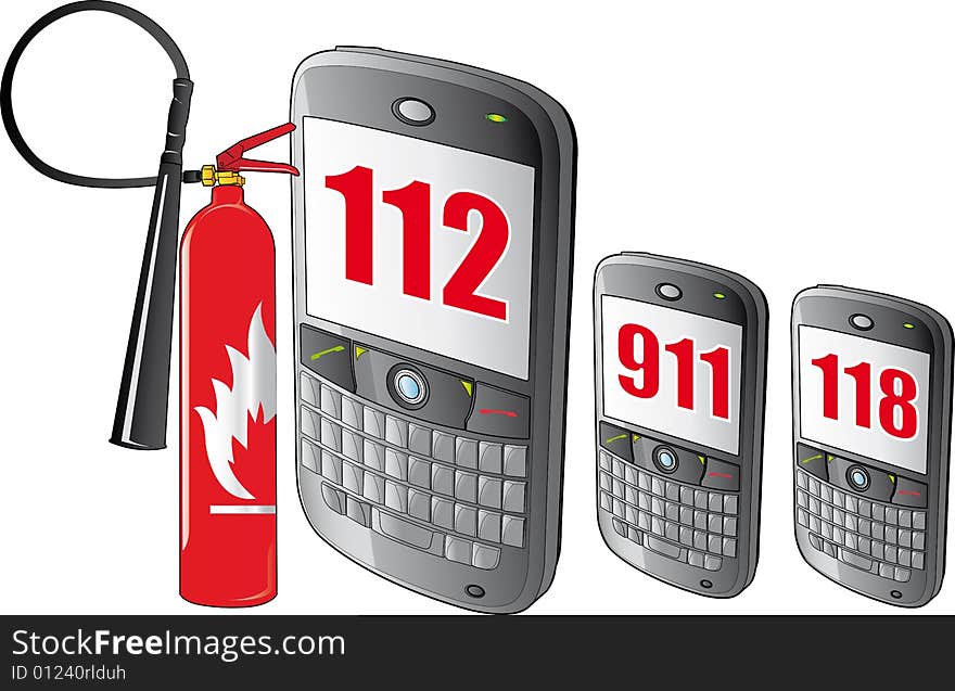 Vector illustration of a smarthpone calling emergency numbers. Vector illustration of a smarthpone calling emergency numbers