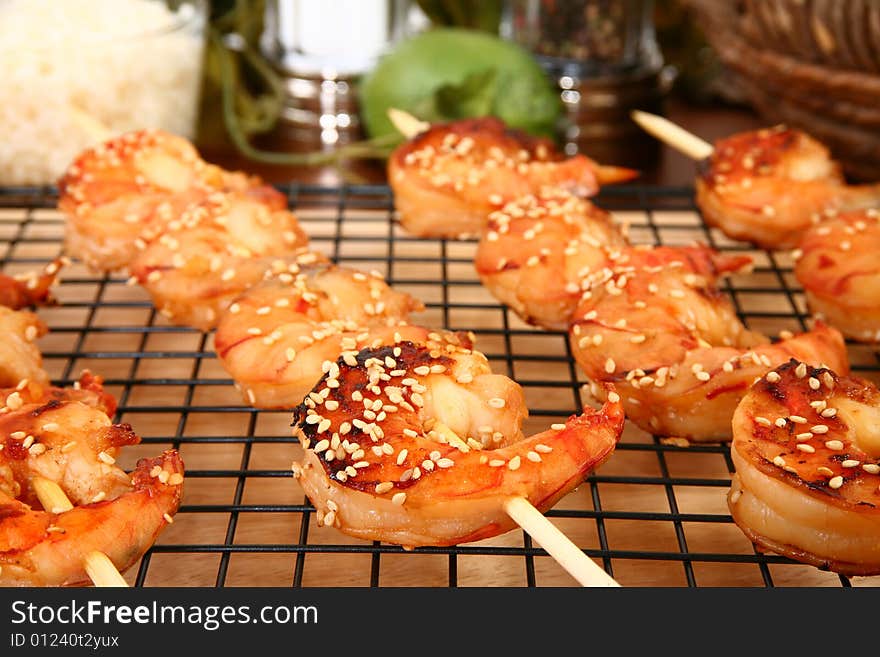 Ginger Teriyaki Shrimp Kebabs