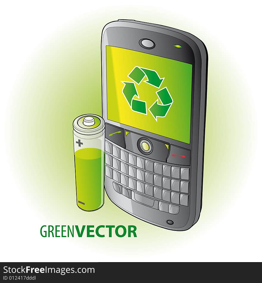 Vector illustration of a green smartphone