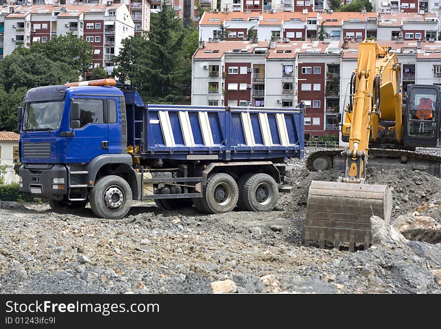 Construction site with a vehicle