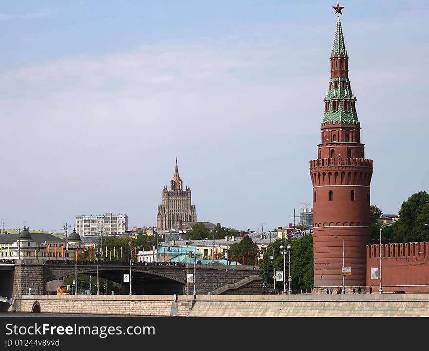 View on Kremlin quay and Bolshoi Kamenny bridge