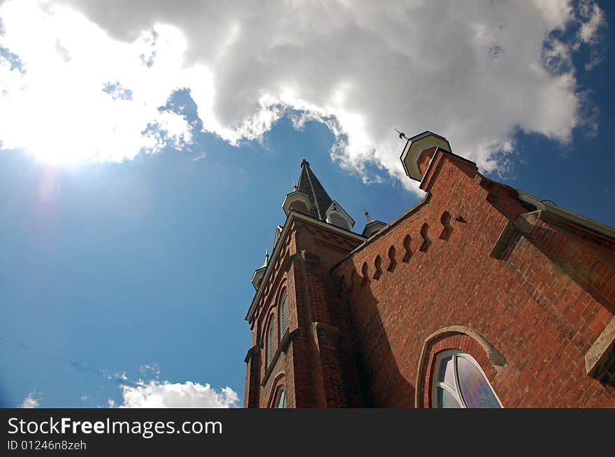 Looking up at Norval Presbyterian church, in Norval, Ontario. Looking up at Norval Presbyterian church, in Norval, Ontario