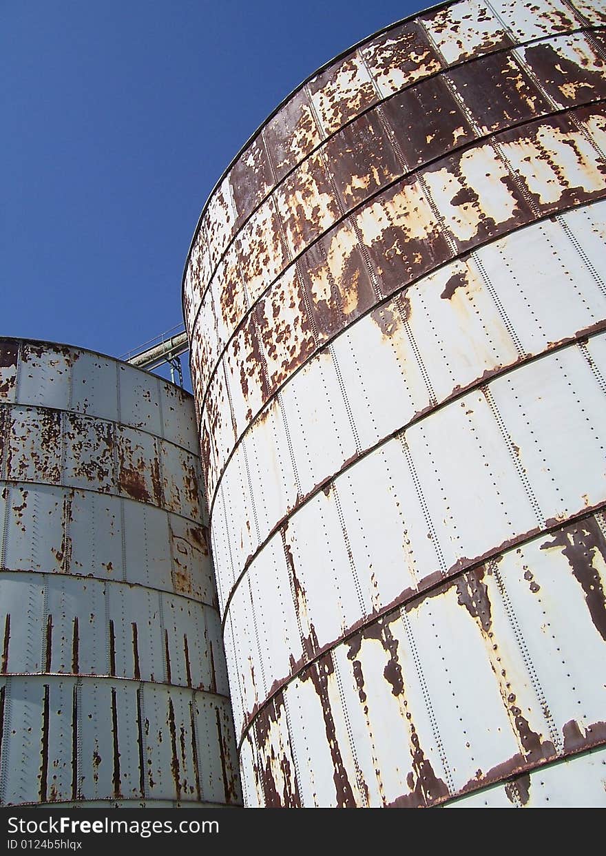 Old rusted grainery storage for new food.