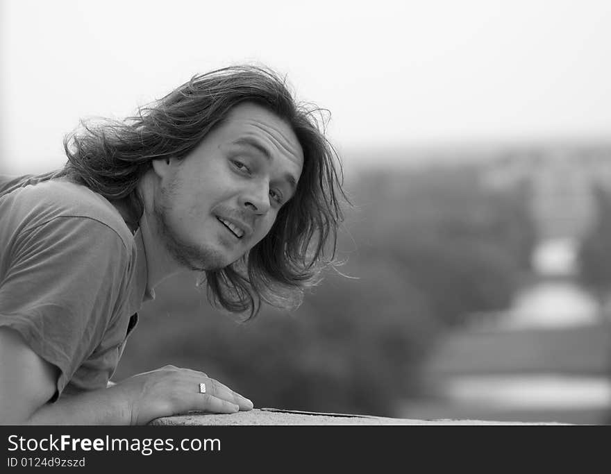 Black and white photography; head,long hair. Black and white photography; head,long hair