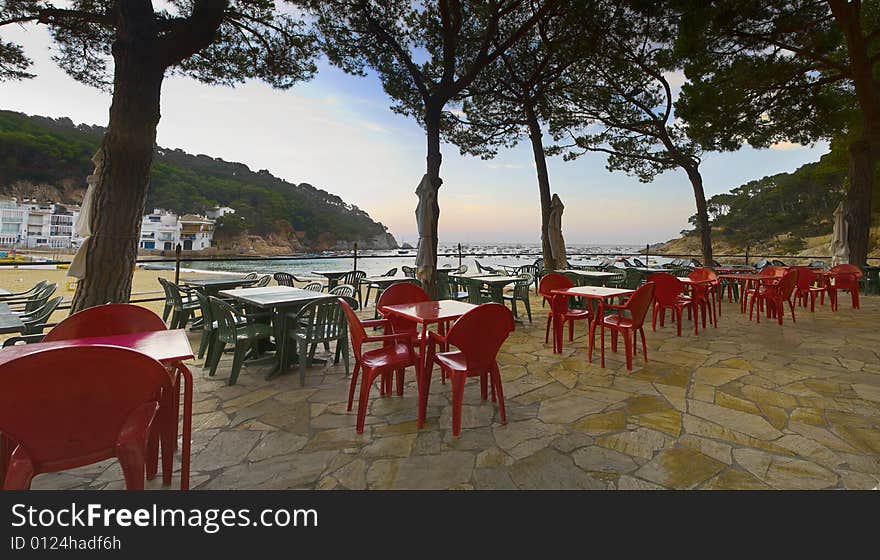 Mediterranean Beachside Restaurant Terrace