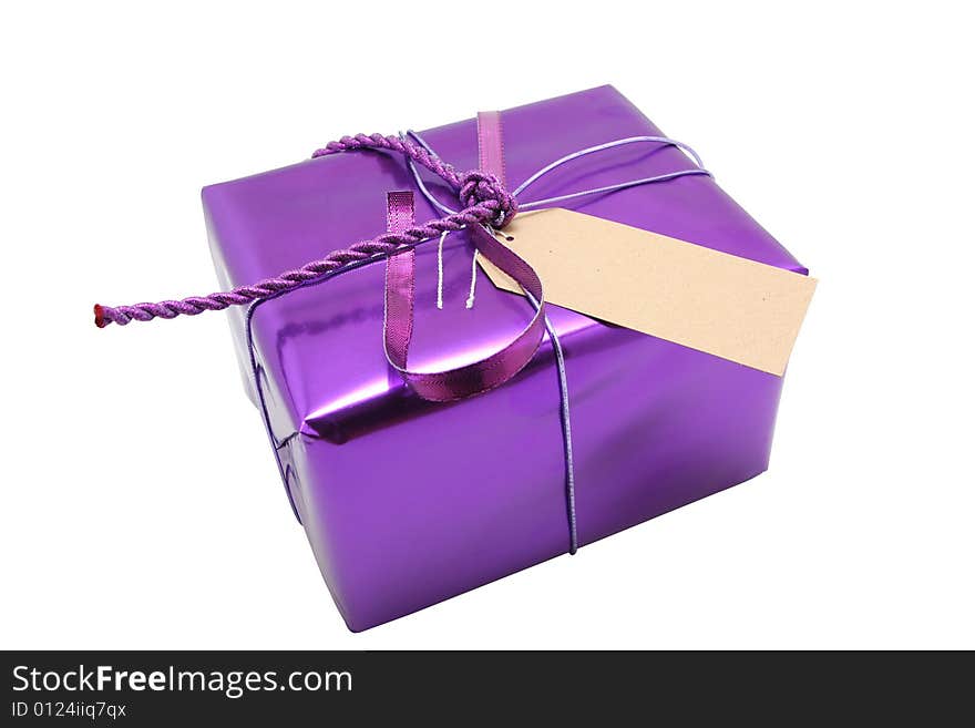 A wrapped present with blank label on it, solid colored paper, generic looking,
insert your own text. A wrapped present with blank label on it, solid colored paper, generic looking,
insert your own text.